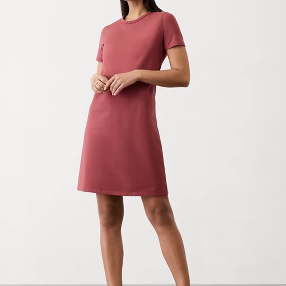 NWT Athleta Essential Tee Dress In Red Rock Pink  Womens Size Small Tall Comfort - Picture 1 of 8